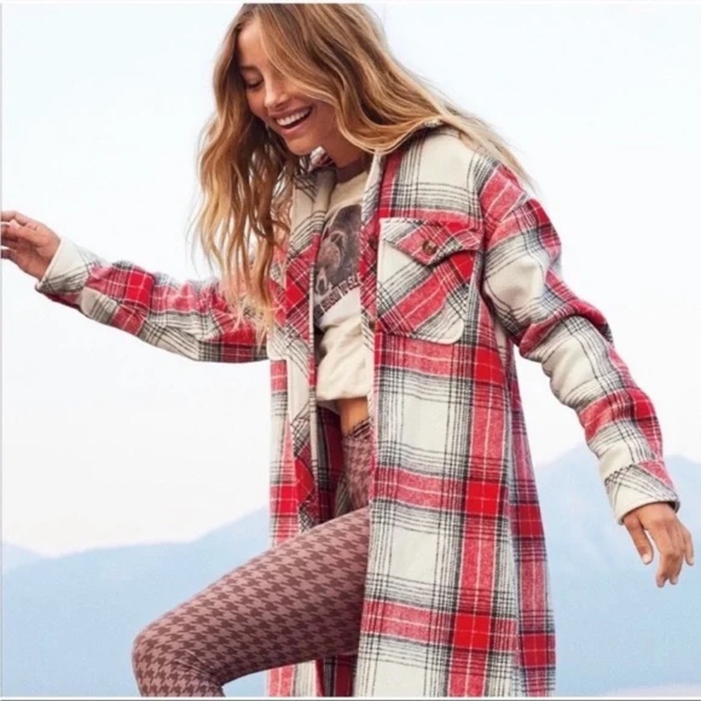 Aerie red flannel jacket